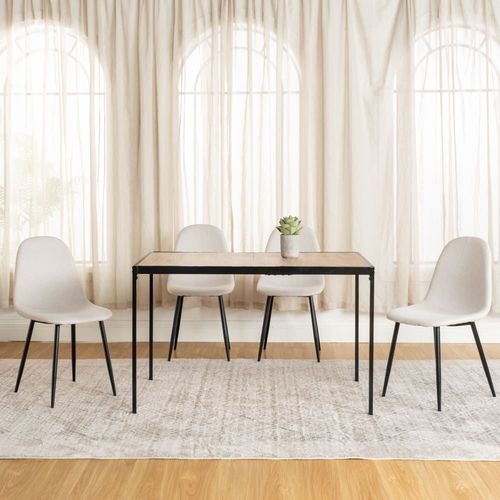 Ensemble De Table Et 4 Chaises Effet Bois, Blanc Et Noirs