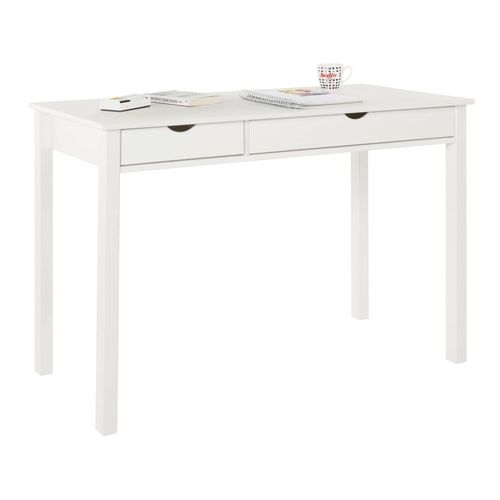 Bureau Avec 2 Tiroirs En Pin Blanc