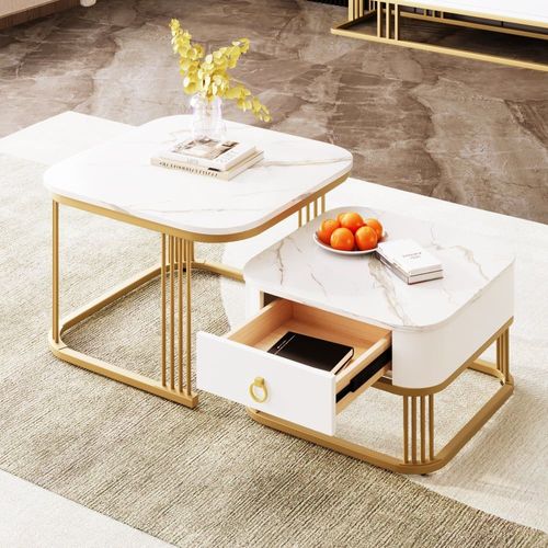 Table Basse Design Moderne Plateau Effet Marbre