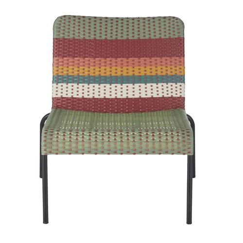 Fauteuil De Jardin En Résine Recyclée Tressée Multicolore Et Acier Noir