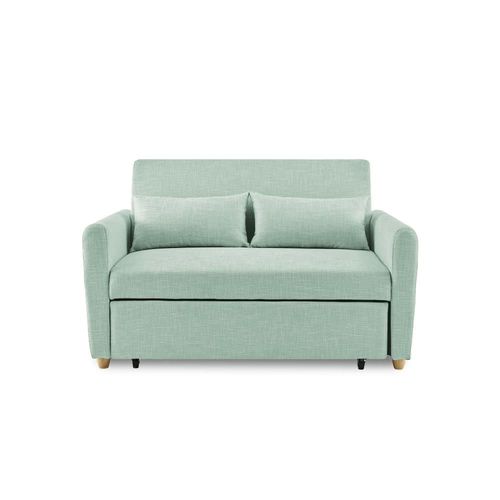 Canapé Droit Convertible 2 Places En Tissu Vert D Eau