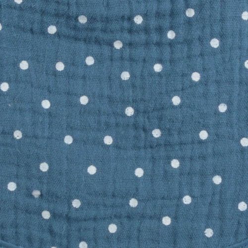 Tour De Lit Réversible À Pois En Gaze De Coton Bleu Foncé 40x180 Cm