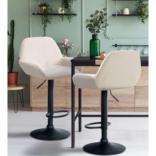 Tabouret De Bar Velours Ajustable Pivotant Velours Crème