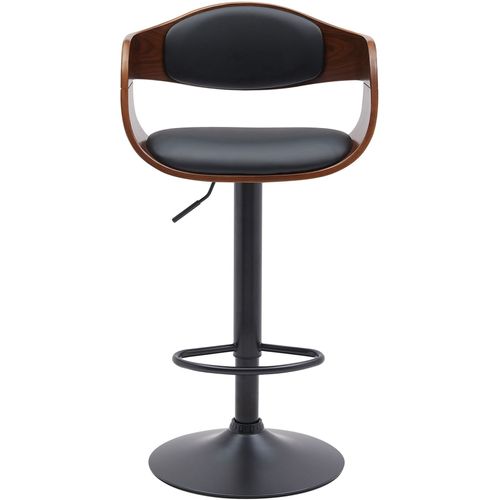 Tabouret De Bar Ajustable Pivotant Pvc Et Synthetique Noyer / Noir