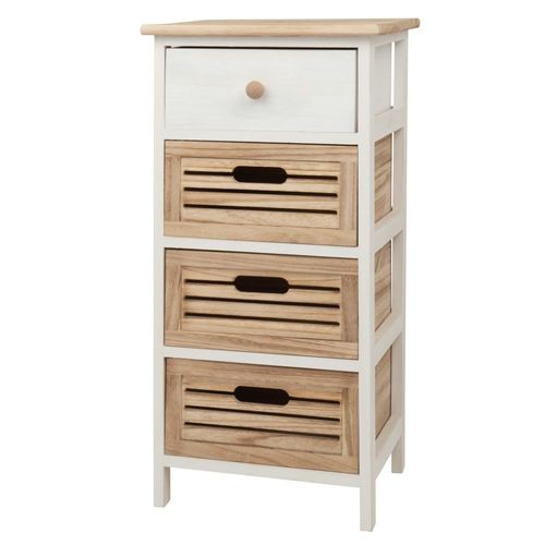 Petit Meuble De Rangement 4 Tiroirs En Paulownia