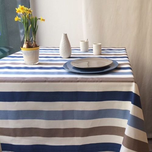 Nappe En Coton Enduit Bleue Rectangle 160 X 240 Cm