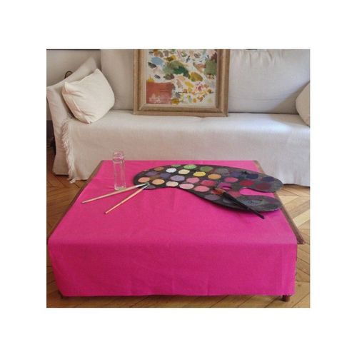 Nappe En Coton Enduit Rose Rectangle 160 X 240 Cm