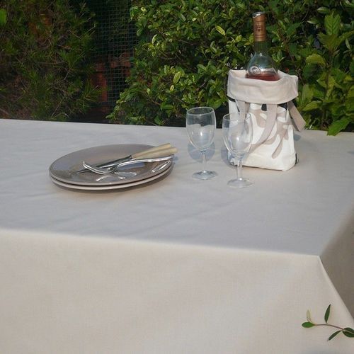 Nappe Coton Enduit Beige Carrée 160 X 160 Cm