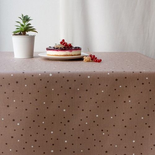 Nappe En Coton Enduit Taupe Rectangle 160 X 300 Cm