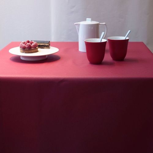 Nappe En Coton Enduit Rouge Rectangle 160 X 300 Cm