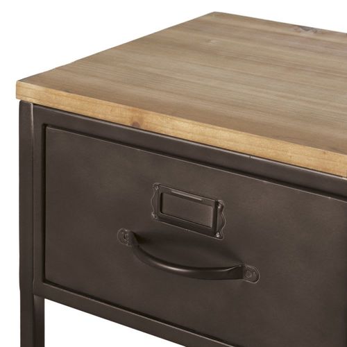 Console 3 Tiroirs En Bois De Sapin Massif Et Acier Patiné Et Vieilli