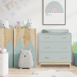 Commode Avec Table À Langer Et 3 Tiroirs Vert