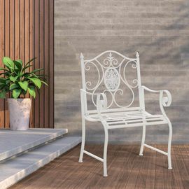 Chaise De Jardin Avec Accoudoirs En Métal Blanc