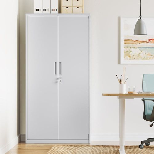 Meuble De Rangement À 5 Étagères Réglables En Acier Gris