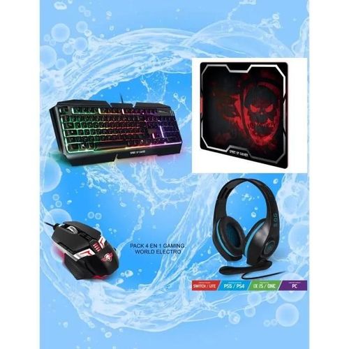 Pack GAMER 4 en 1 Spirit Of Gamer PRO-MK5 CASQUE + SOURIS + CLAVIER + TAPIS SOURIS spirit of gamer