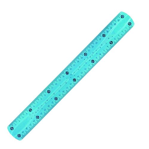Règle souple PCS 30cm / Instrument de mesure incassable / Mesure en centimètres (30) et pouces (12) - Couleur aléatoire (bleu, jaune, vert, ...)