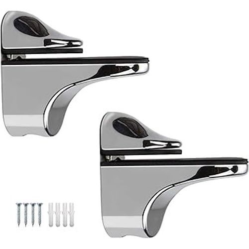 Support d'étagère en verre réglable (bec de canard) 2 pièces, pour étagère en bois/verre de 5 à 22 mm d'épaisseur