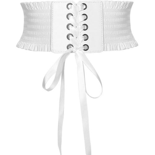 Ceintures Pour Femmes (Blanches) Ceinture Corset Élastique Large Pour Robe