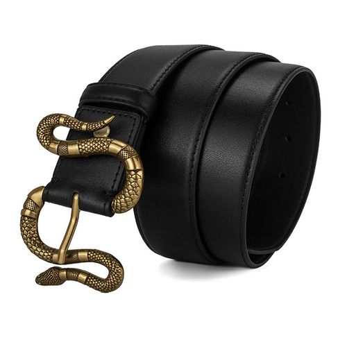 Ceinture Homme Double G En Cuir De Vachette Avec Boucle Ardillon Tête De Serpent