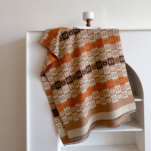 Châle Épais En Cachemire Pour Femme (Orange), Long, Grand, Double Face, Épais Et Chaud, Pour L'hiver