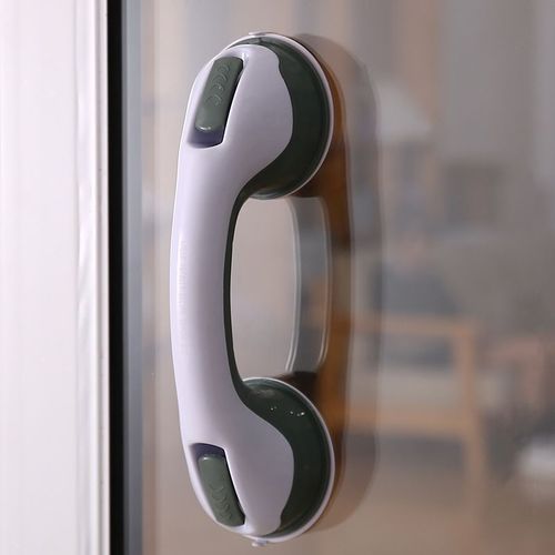 Poignée de douche avec 2 ventouses de sécurité, barre d'appui mobile pour salle de bain, baignoire, douche, enfants et personnes âgées, sans perçage (vert)