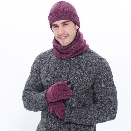Ensemble De 3 Bonnets, Écharpes Et Gants D'hiver Pour Hommes Et Femmes
