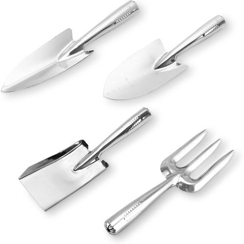 Ensemble d'outils de jardinage, 4 pièces en acier inoxydable avec pelle à main, pelle pointue, fourche à main et bêche, outils de jardinage durables pour hommes et femmes