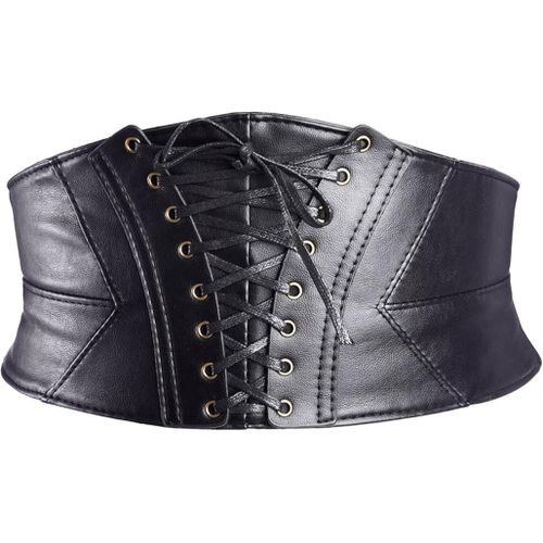 Ceinture Corset À Taille Cintrée Avec Bouton-Pression, Noire,
