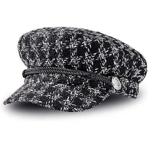 Béret Pour Femme, Casquette Décontractée, Style Rétro, Élégant, Visière, Casquette D'hiver Pour Dame (M, 56-58 Cm), Noir, 1 Pièce