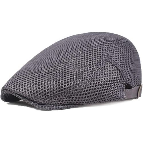 Béret D'été Respirant Pour Homme, Béret D'été Plat Pour Femme, Casquette D'été Respirante Pour Homme (Tour De Tête 56-60 Cm) Gris Foncé