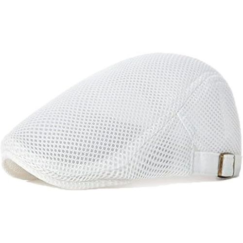 Béret D'été Respirant Pour Homme, Béret D'été Plat Pour Femme, Chapeau D'été En Maille Respirante Pour Homme (Tour De Tête 56-60 Cm) Blanc