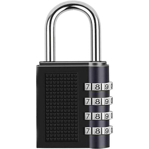 Cadenas à code, 1 cadenas à combinaison à 4 chiffres, étanche et durable, pour casiers de rangement sportifs, armoires et rangements, école, etc. (Noir)