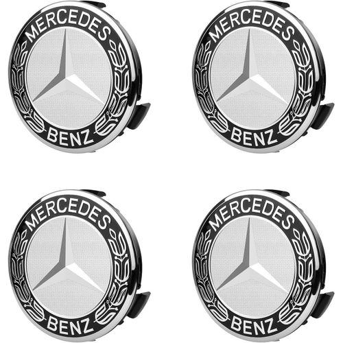 Enjoliveurs, 4 Pièces, 75 Mm, Accessoire De Voiture Benz Avec Logo, Avec Trois Boucles Épaisses Pour Enjoliveurs Benz