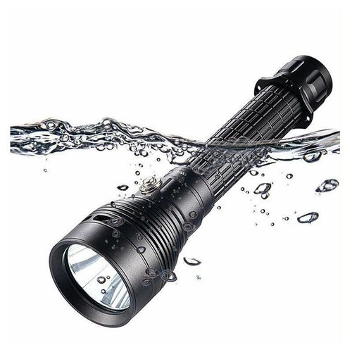 Lampe Torche De Plongée, De Pêche Et De Chasse, Puissante, Rechargeable Par Usb, 2 Piles 18650 (Noire)