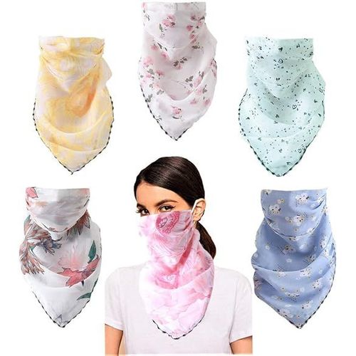 Lot De 6 Foulards Pour Le Visage - Protection Uv Contre Le Soleil, Cache-Cou En Mousseline Anti-Poussière, Tour D'oreille, Cagoule Pour Femme, Cache-Cou Respirant, Bandana Coupe-Vent Pour L'extérieur