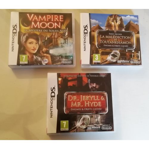 Compilation Spéciale De 3 Grands Hits Nintendo Ds (Vampire Moon, Dr Jekyll & Mr Hyde, La Malédiction De Toutankhamon), Complet
