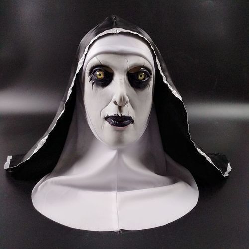 Masque De Nonne Effrayant Pour Halloween, Tête Complète, Casque De Diable En Latex, Casque Réaliste Pour Accessoires De Fête De Cosplay