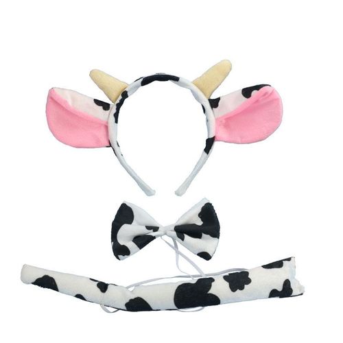 Ensemble De Déguisement En Queue De Petite Vache (Ensemble De Trois Pièces), Foulard À Oreilles D'animaux, Serre-Tête De Jeu De Rôle En Oreille Et Corne De Vache, Couvre-Chef De Déguisement