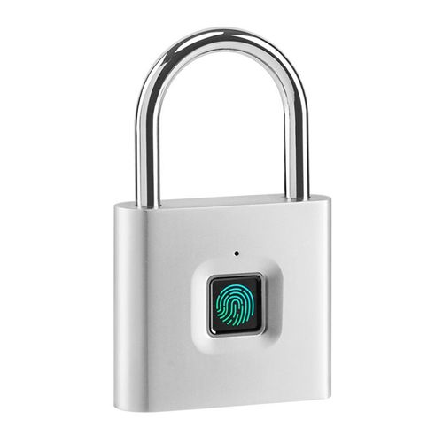 Serrure à empreinte digitale, 1 pièce de déverrouillage portable argenté, serrure intelligente, serrure biométrique sans clé pour sacs à dos, vélos, casiers d'école, casiers de gym, etc.