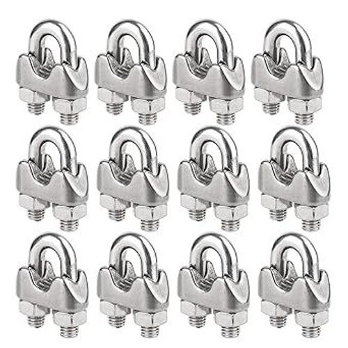 Serre-câbles en acier inoxydable 304, attache en U M3 pour câble métallique Ø 3 mm (1/8""), lot de 12, par Hyber&Cara