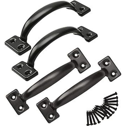 Lot de 10 poignées de porte noires en métal, 75 x 20 mm, pour armoires de cuisine, meubles, garde-robe, pharmacie