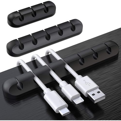 Lot De 3 Clips De Rangement Pour Câbles, Adhésifs En Silicone Pour Câbles De Chargement Usb, Souris, Pc, Bureau, Maison (753 Emplacements, Noir)