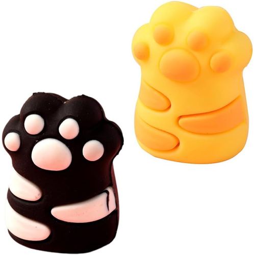 Lot De 2 Taille-Crayons Avec Réservoir, En Forme De Patte De Chat, Portable, En Plastique, À Double Trou, Pour Crayons Standard Et Jumbo, Avec Couvercle Refermable