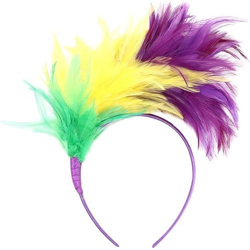 Lot De 2 Chapeaux Bibi À Plumes Jaunes/Verts/Violets Pour Mariage, Fête, Cocktail, Thé, Pour Filles Et Femmes