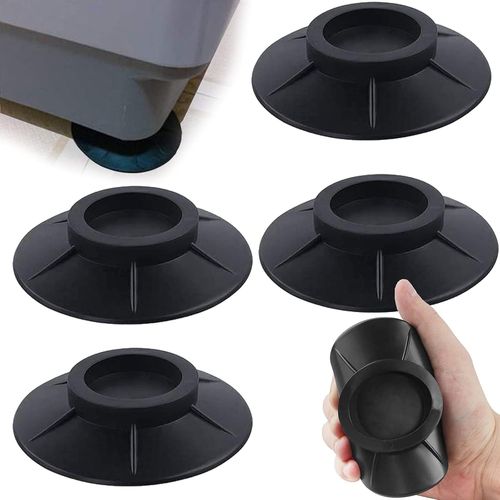 Lot de 4 patins anti-vibrations pour machine à laver, tapis antidérapant pour machine à laver, sèche-linge, réfrigérateur, meubles (10 cm, noir)