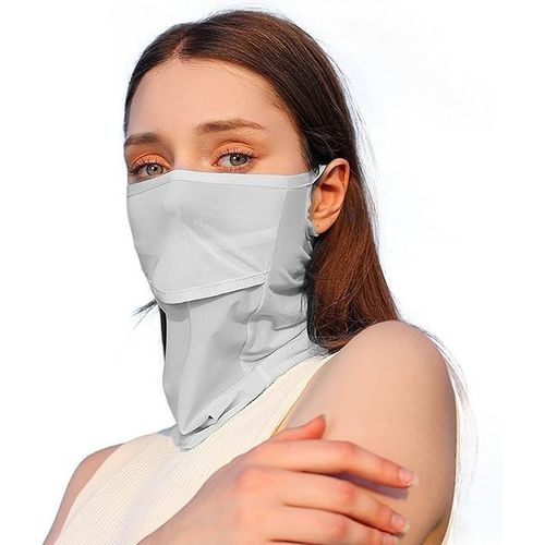 Masque Solaire Respirant Pour Femme, Voile De Soie Glacée, Protection Uv, Sports De Plein Air D'été, Gris, Taille Unique