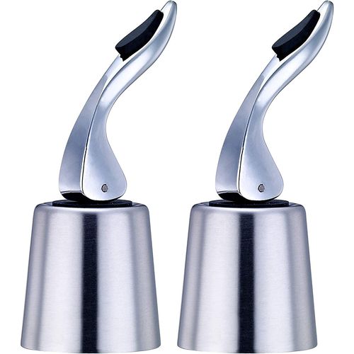 Bouchons de bouteille de vin en acier inoxydable, bouchons réutilisables en caoutchouc (Silber-2)