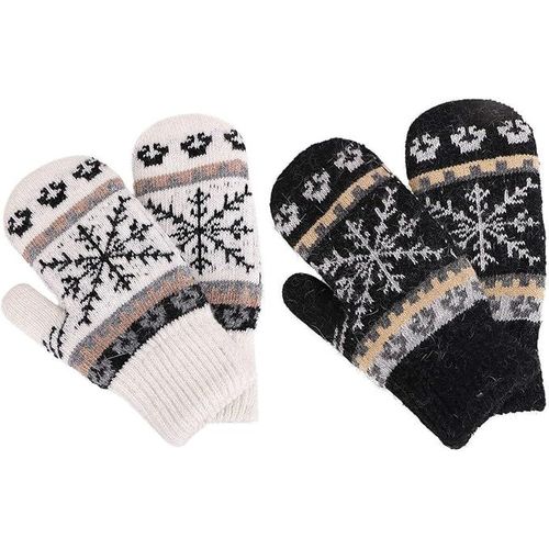 Mitaines D'hiver Doublées De Sherpa En Tricot Pour Femme, Pour Temps Froid, Noir