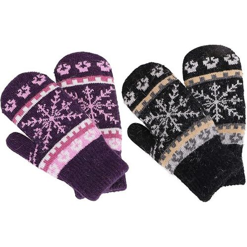 Mitaines D'hiver Doublées De Sherpa En Tricot Pour Femme, Pour Temps Froid, Noir