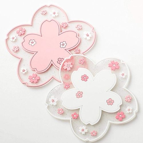 Lot De 2 Dessous De Verre En Pvc Souple Sakura Mat, Dessous De Verre ...